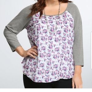 Floral raglan tee